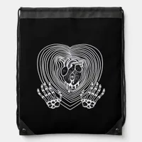 Crying Heart In White Skeleton Hands Hearts Modern Drawstring Bag