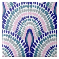 Mediterranean Blue Mosaic Multicolored Scallops Ceramic Tile