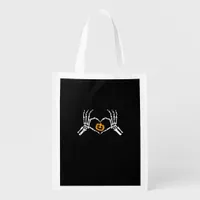 Skeleton Hand Heart Halloween Costume Pumpkin Grocery Bag