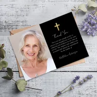 Sympathy Cross Photo Funeral  Thank You Card