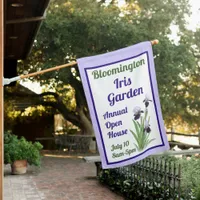 Garden Event or Party Purple Iris Floral Custom House Flag