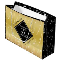 Elegant 27th Music Wedding Anniversary Celebration Large Gift Bag
