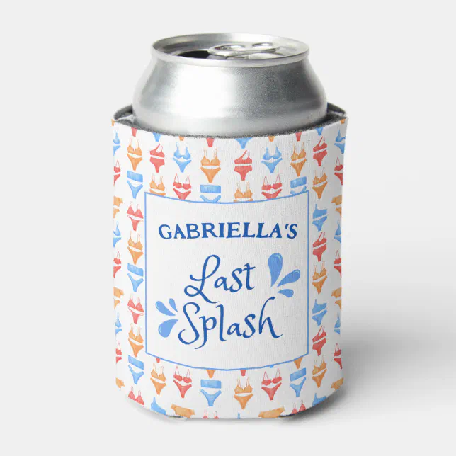 Fun "Last Splash" Theme Personalized Bachelorette Can Cooler