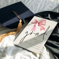 Pink Bow graduation Grad Save the Date