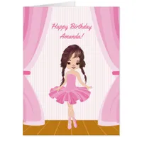 Giant Pink Ballerina theme Birthday add photo Card