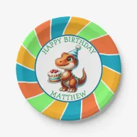 Dinosaur themed Kid's Birthday Party Personalized Paper Plates