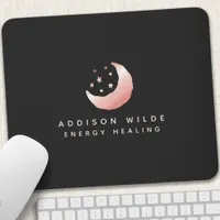 Celestial Rose Gold Crescent Moon Stars Logo Mouse Pad