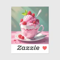 Raspberry Ice Cream in a Pink Coffee Cup Sticker