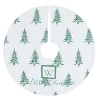 Green Pagoda Christmas Tree Monogrammed Pattern  Brushed Polyester Tree Skirt