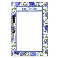 Blue Hydrangeas Floral Pattern Personalized Dry Erase Board