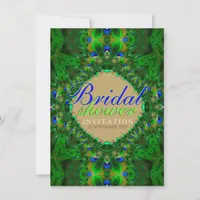 Exotic Peacock Green Blue Bridal Shower Invitation