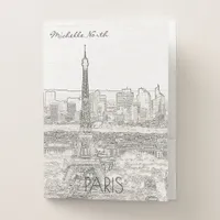 City Skyline Paris Sepia ID394 Pocket Folder