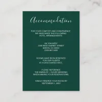 Simple  Modern Emerald Green Wedding Enclosure Card