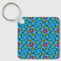 Abstract Floral Keychain