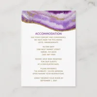 Gilded Purple Agate Wedding accommodation card