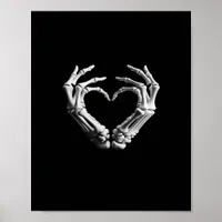 Hand Heart Skeleton Bone Spooky Girls Women Teens  Poster