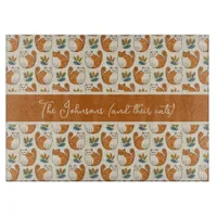 Orange and White Cats Naive Art Style Color Block Cutting Board
