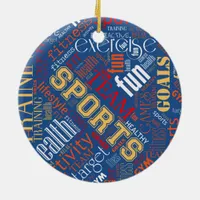 Fitness Word Cloud Red/White ID284 Ceramic Ornament