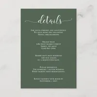 Rustic Greenery Simple Calligraphy Modern Wedding  Enclosure Card