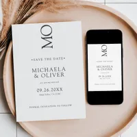Minimalist Elegant Typography Monogram Wedding Save The Date