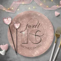 Glitter and Shine Sweet 16 Rose Gold ID675 Paper Plates