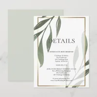 WEDDING DETAILS | Sage Green Olive Foliage Invitation