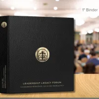 Black Leather Print Gold Seal Logo Binder