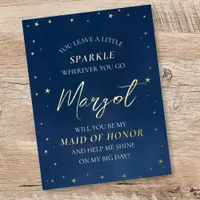 Celestial Foil Stars Maid of Honor Proposal Card