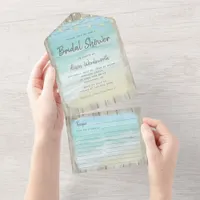 Beach String Lights Coastal Bridal Shower  All In One Invitation