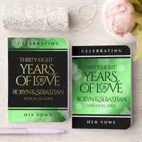 Elegant 38th Emerald Wedding Anniversary Foil Vow Books