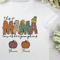 Autumn Mama Love Her Pumpkin Leopard  T-Shirt