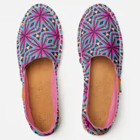 Stylish Hippie Boho Pink Turquoise Patterned Espadrilles