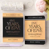 Elegant 5th Wood Wedding Anniversary Celebration Foil Vow Books