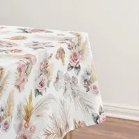 Boho Pampas Grass Tablecloth Blush Floral