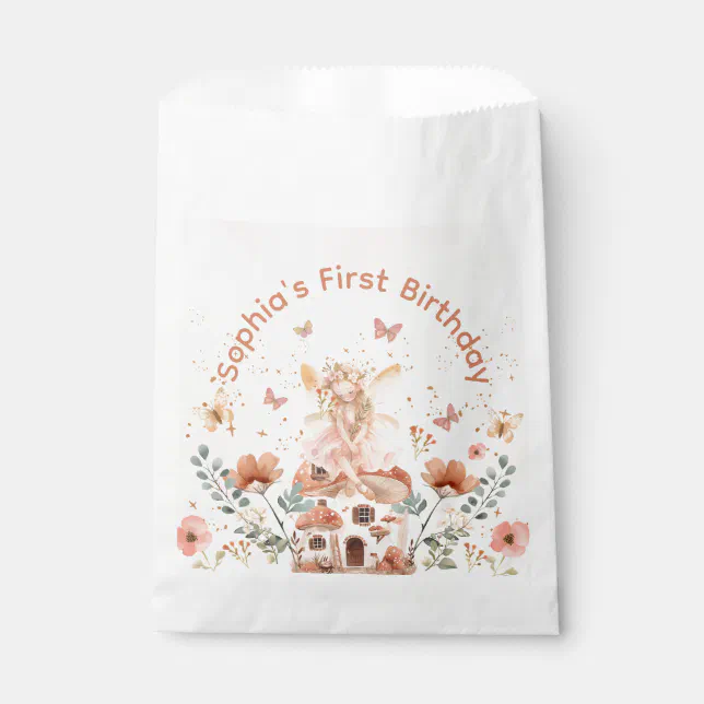 Enchanted Forest Mushroom Girl's First Birthday  Favor Bag