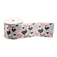 Hand Drawn Hearts and Dots Pattern ID471 Satin Ribbon