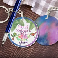 Whimsical Mother's Day Floral Birds Keychain