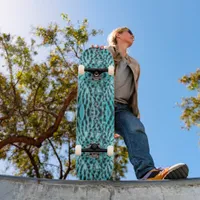 Chic animal print in blue - feather design skateboard