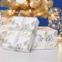 Stylized GOATS Peace on Earth GOLD Wrapping Paper