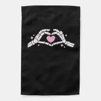 Skeleton Hands Heart Funny Garden Flag