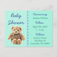 Baby Boy Teddy Bear Baby Shower Invitation