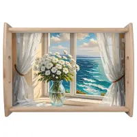 Pretty Ocean Scene Coastal Art Serving Tray