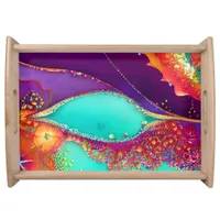 Pretty Abstract Beachy Art Serving Tray