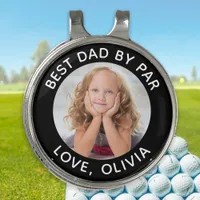 Custom Photo Best Dad By Par Black White Golf Hat Clip
