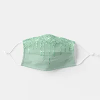 Metallic Mint Green Glitter Dripping Sage Icing Adult Cloth Face Mask