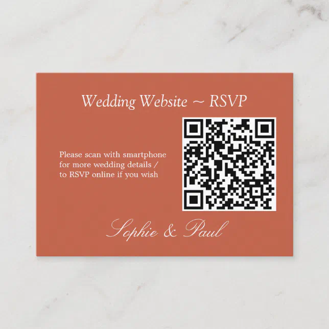 Elegant Terracotta QR Code Website RSVP Card