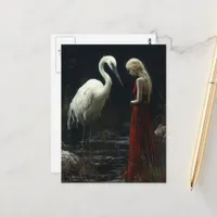 Girl With a Giant White Bird Postcard