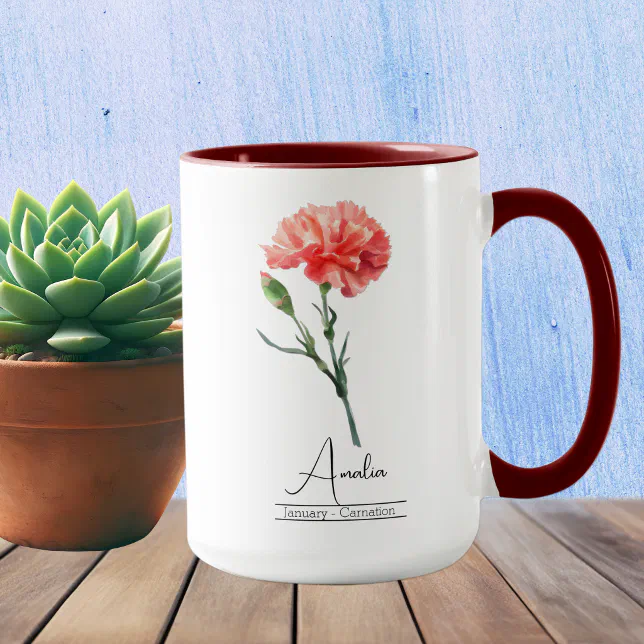 January Birth Month Flower Carnation Mug