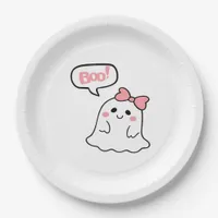 Boo! Cute Boo Minimal Clean Paper Plates