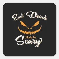 Creepy Pumpkin Monster Halloween Square Sticker
